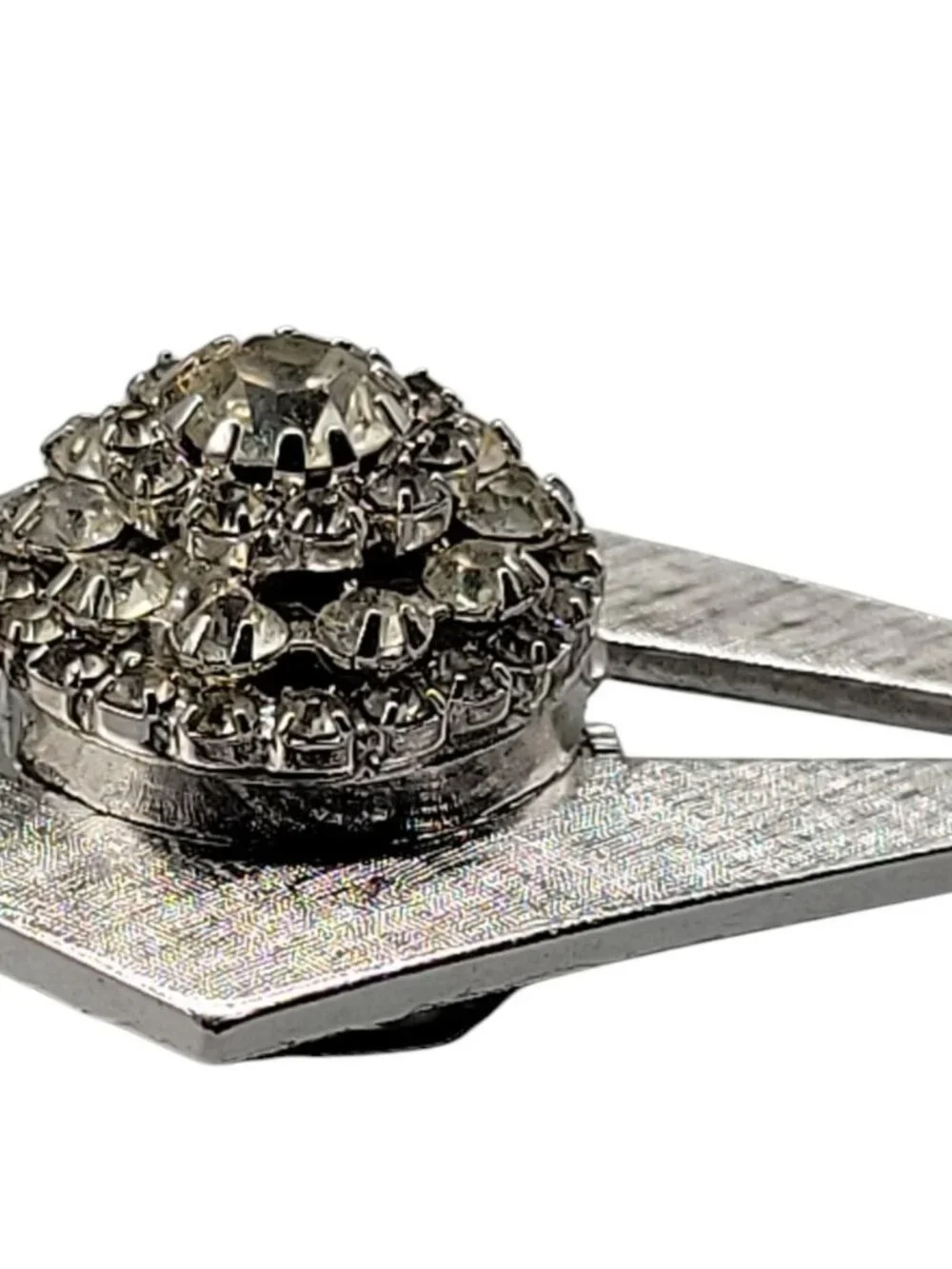 Schiaparelli Pendant Watch Vintage Rhinestone Cluster Top Silver Tone Rare Find